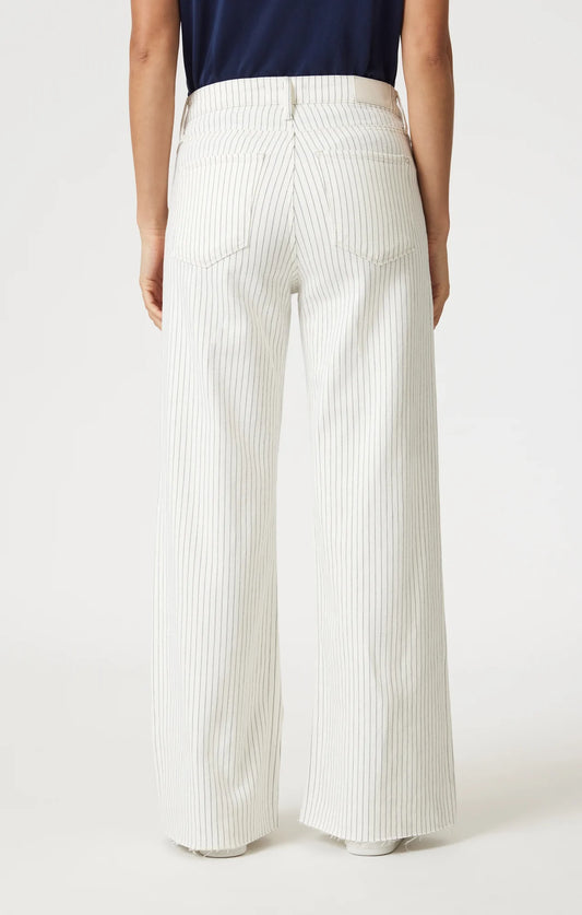 Paloma Mid Rise Off-white Stripe Denim