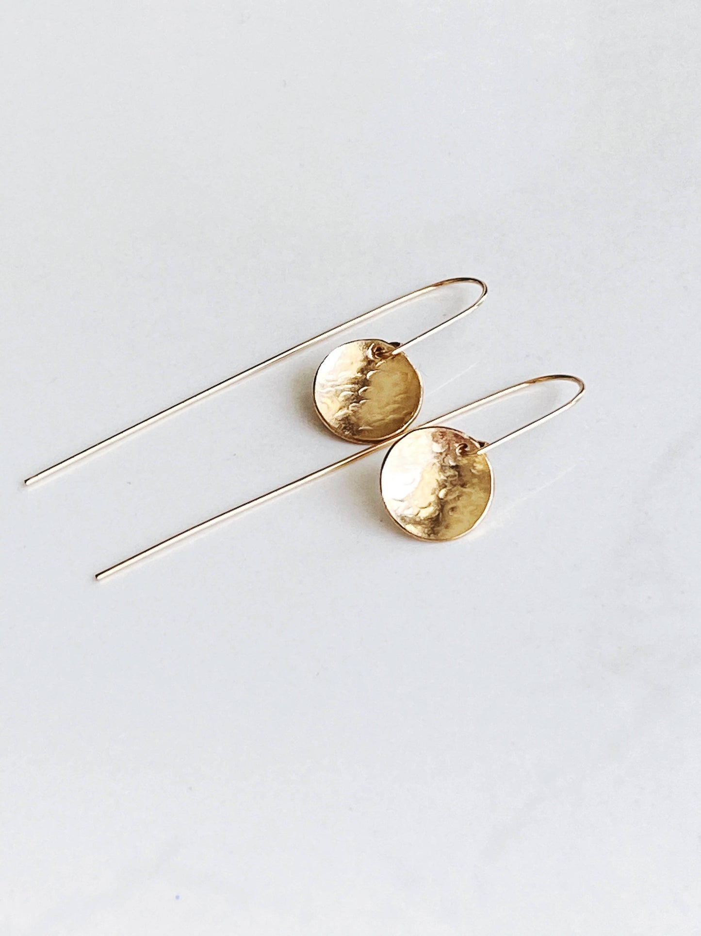 Hammered disk threader earrings-med