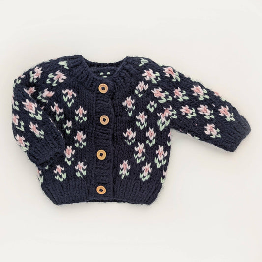 Bitty Blooms Cardigan Sweater - Indigo