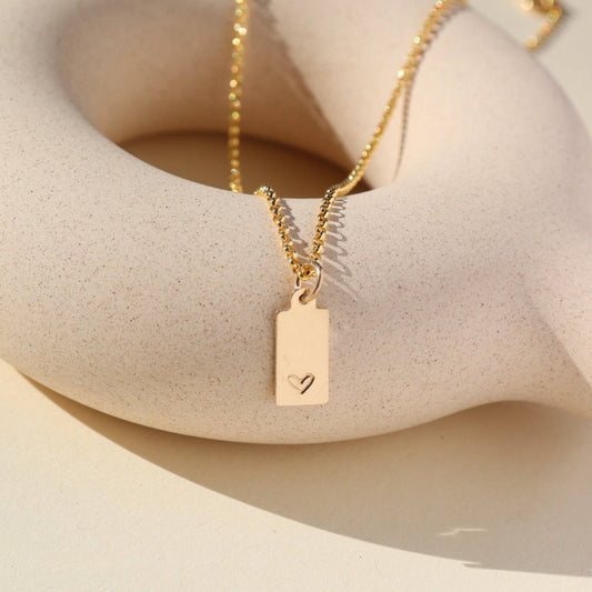 14k GF Mini Tag Heart Necklace