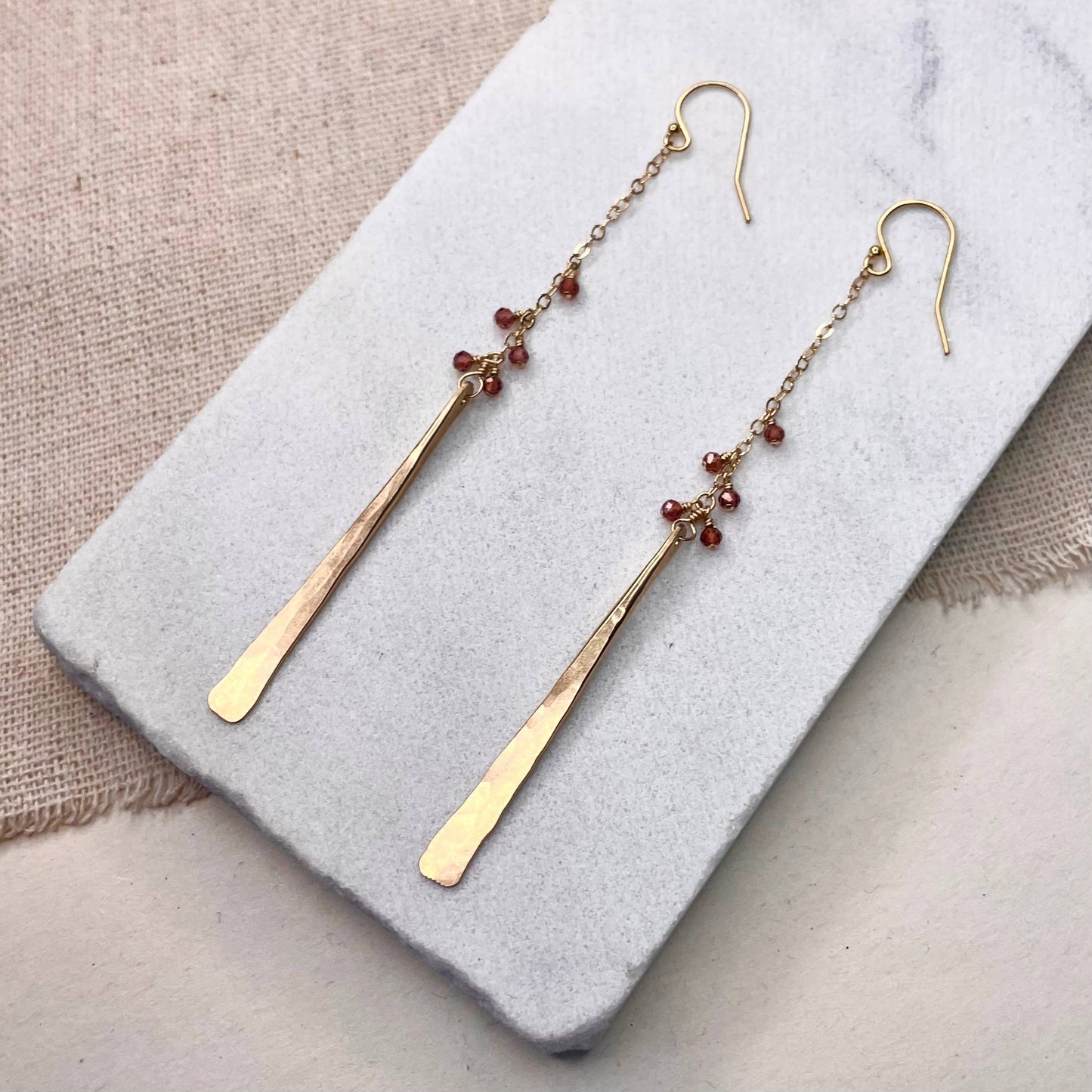 Hammered Stick Beaded Earrings
