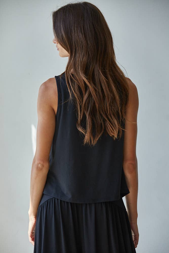 Knit Sleeveless Cowl Neck Top