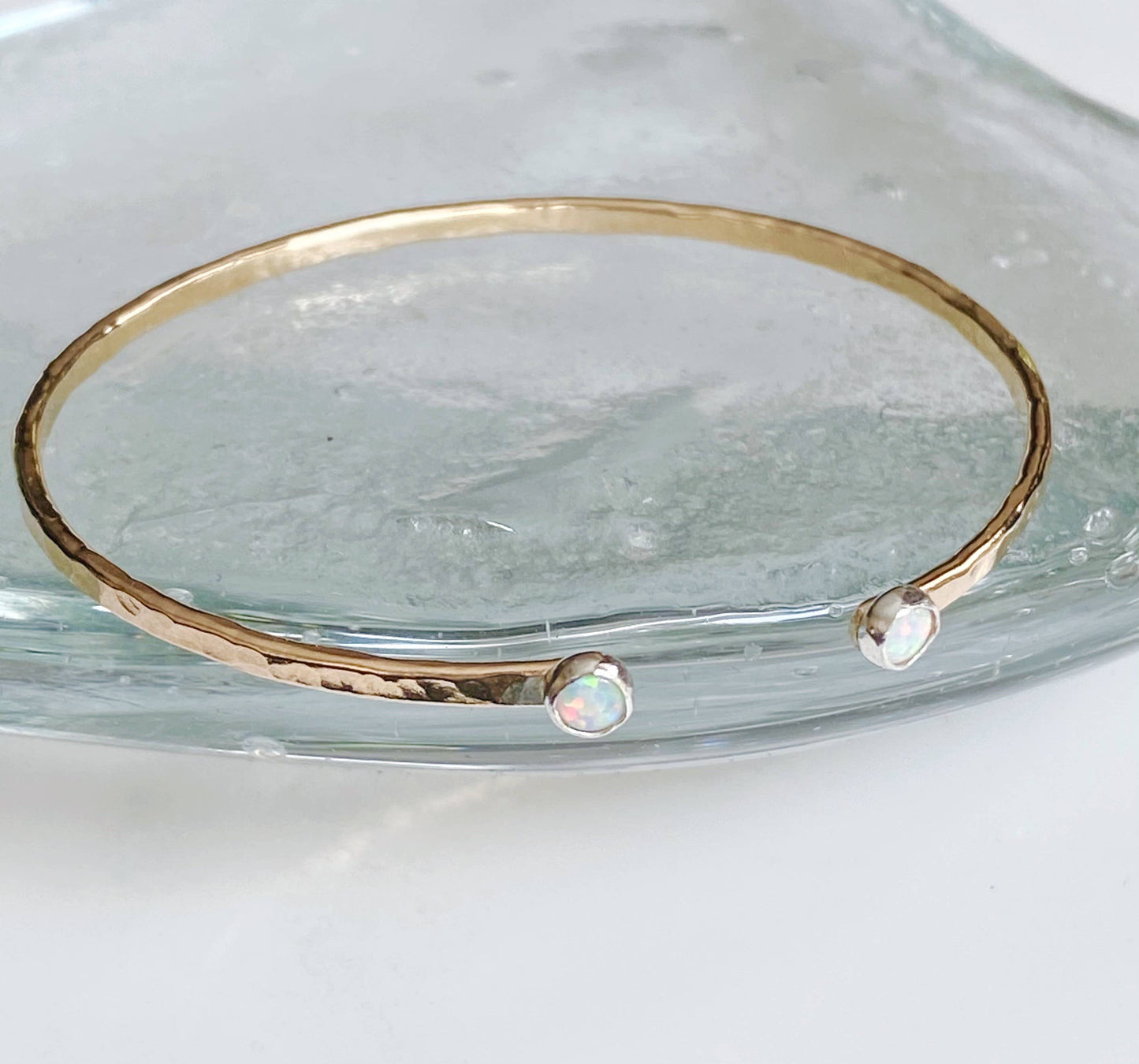 Opal Hammered Open Cuff
