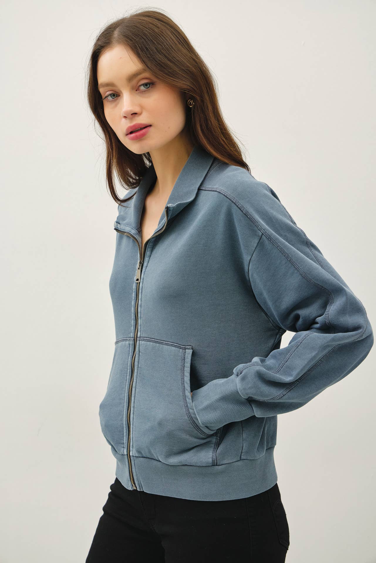 Hillary Acid Wash Zip