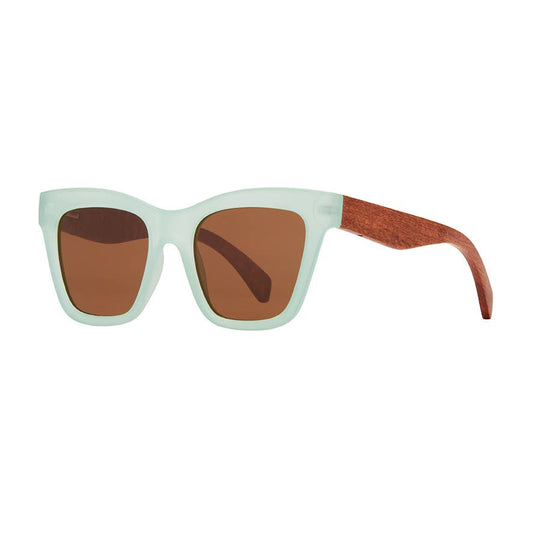 Amaya Polarized Sunglasses - Matte Mint Green + Walnut Wood