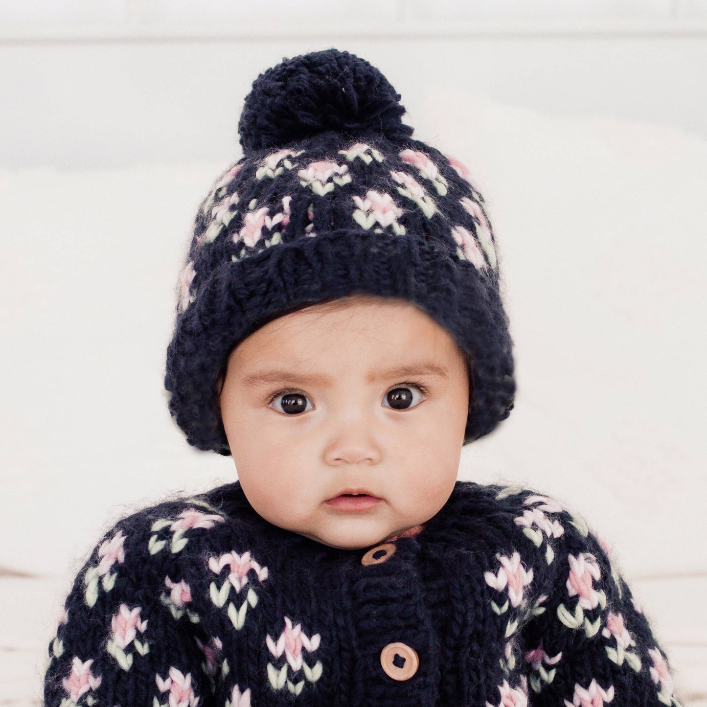 Bitty Blooms Beanie Hat - Indigo