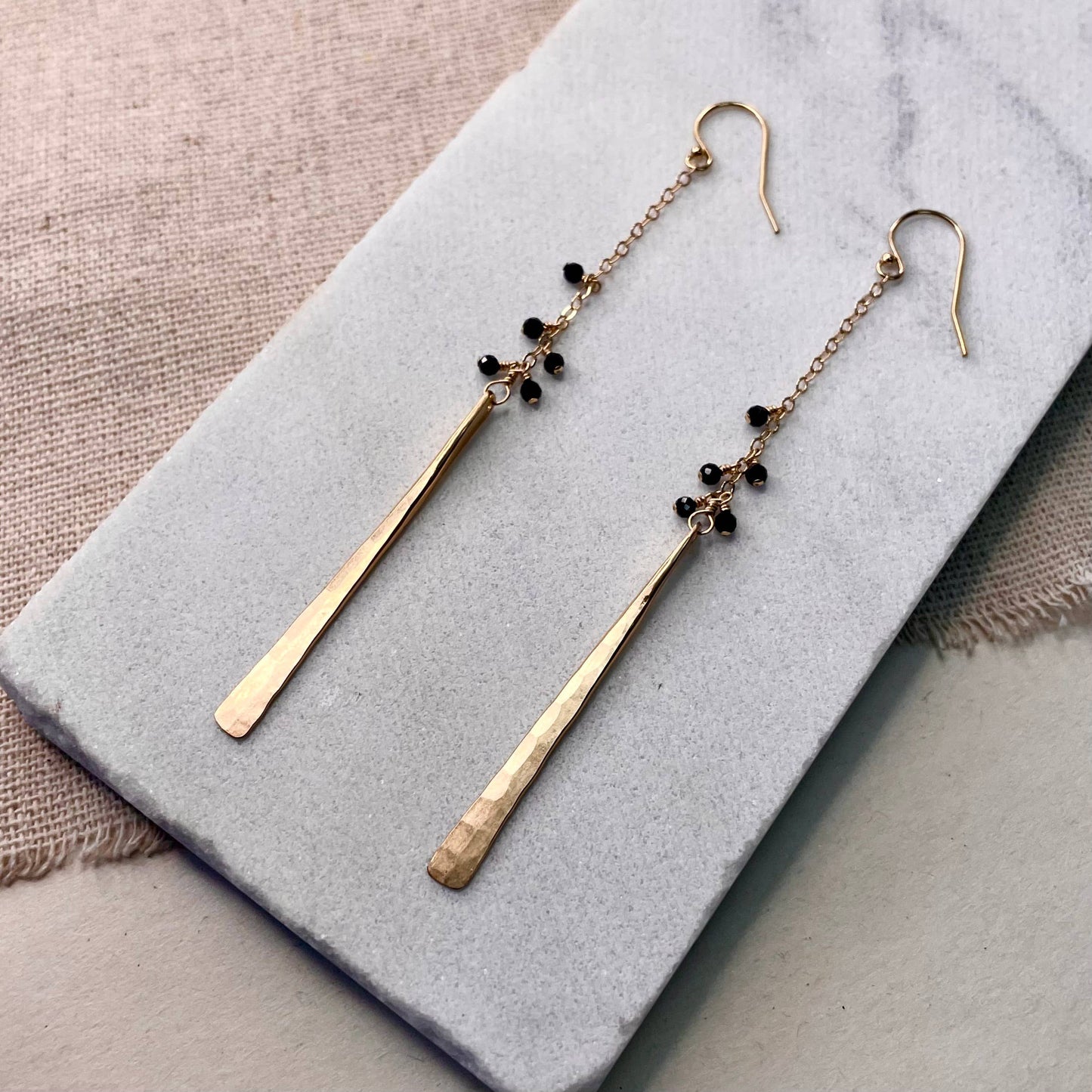 Hammered Stick Beaded Earrings