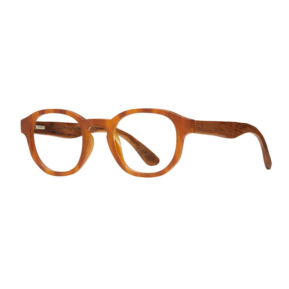 Sunset Blue Light Readers - Matte Brown + Walnut Wood