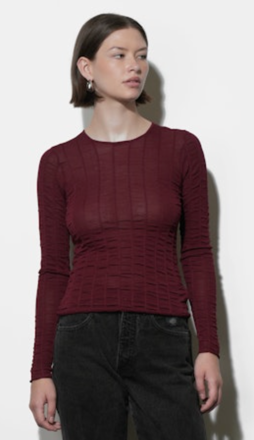 Freya Sheer Textured Mesh Long Sleeve Top