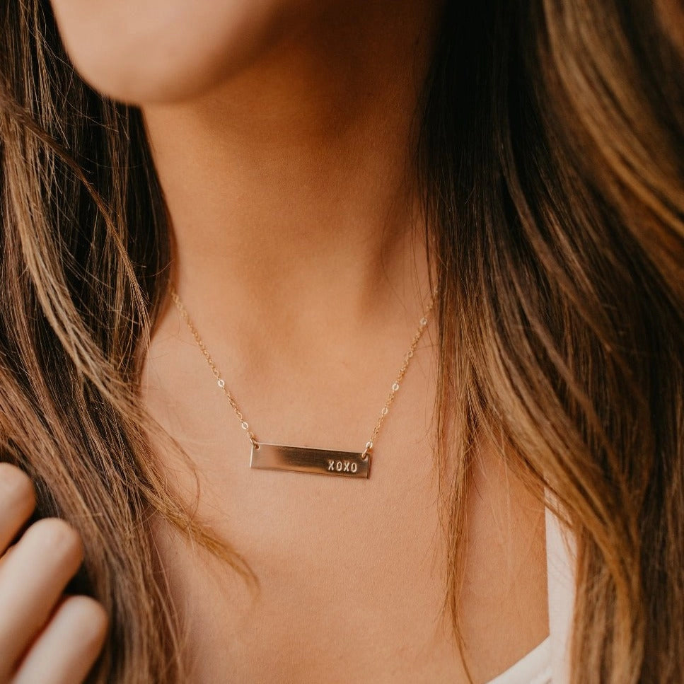 XoXo 14K Gold Filled Bar Necklace