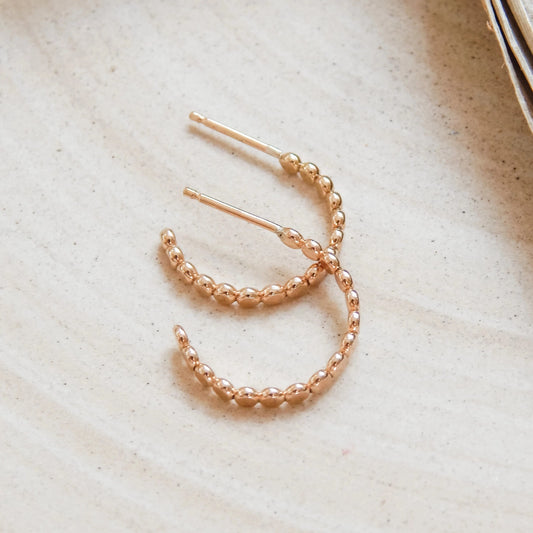 Pebble Hoop Stud Earrings 14k Gold Fill