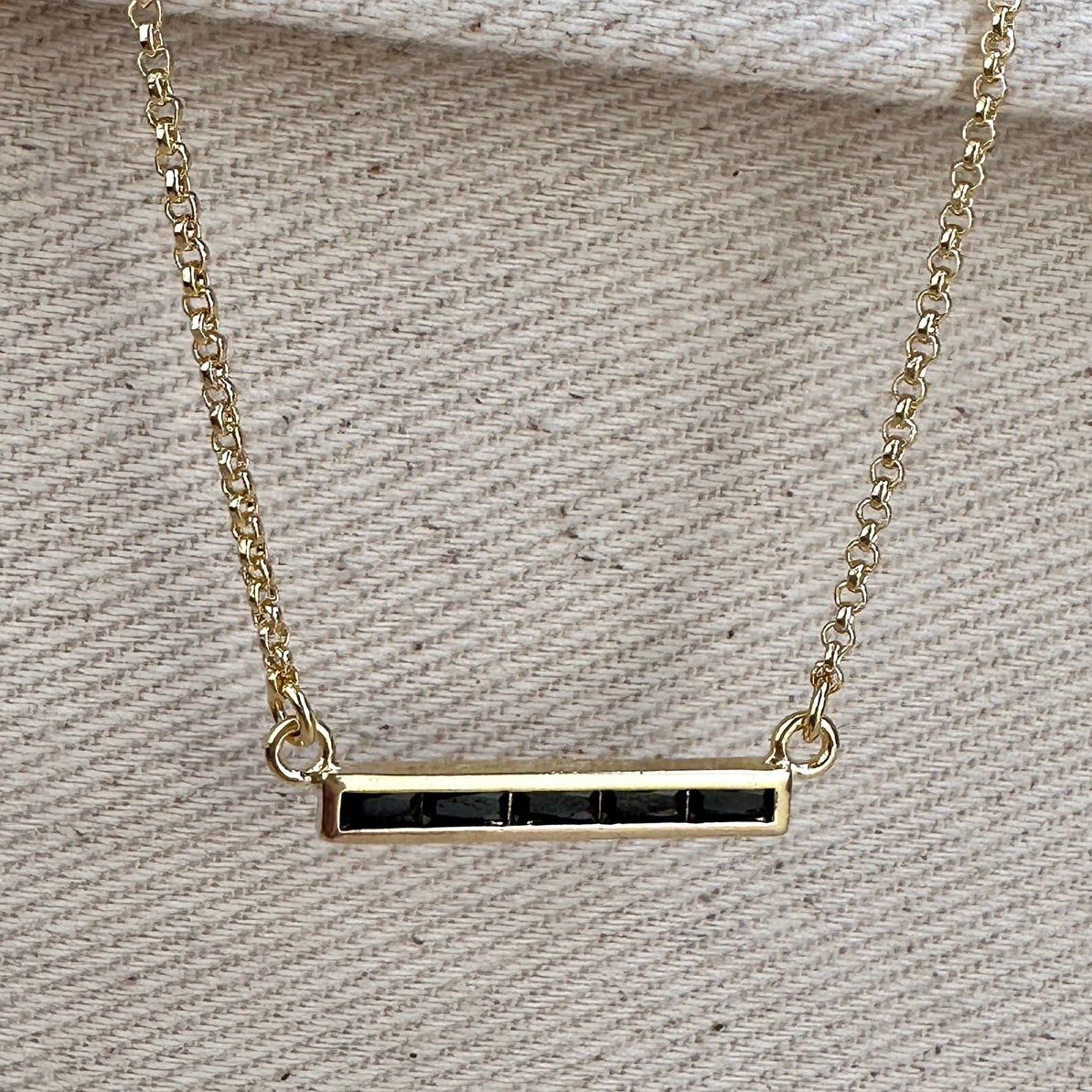 18k Gold Filled Bar Necklace - Emerald