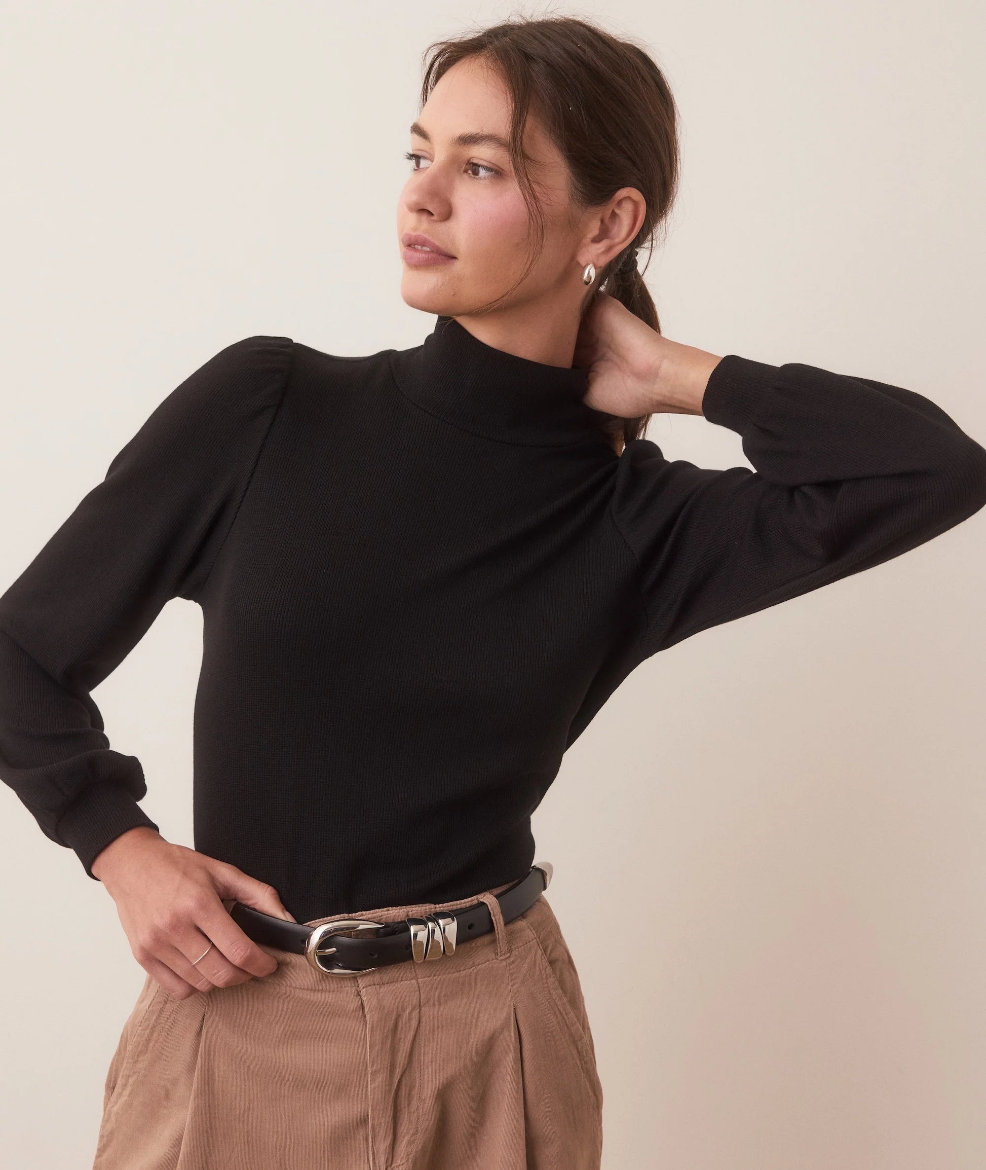Lexi Rib Puff Sleeve Turtleneck Extra Small