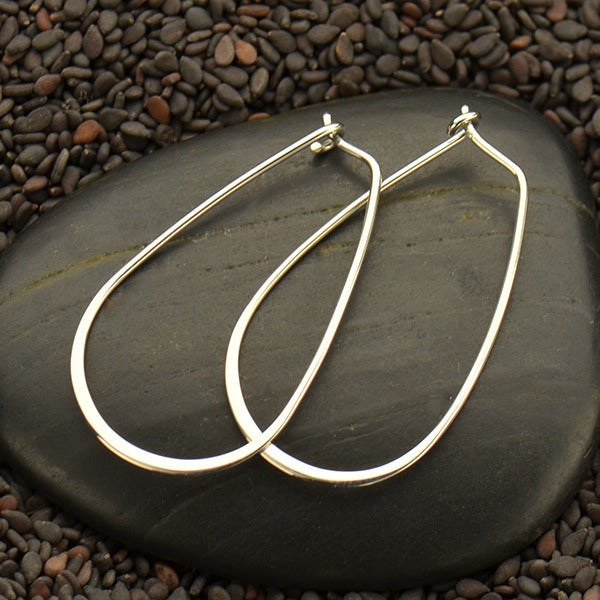 Teardrop Hoop Earrings - Sterling Silver