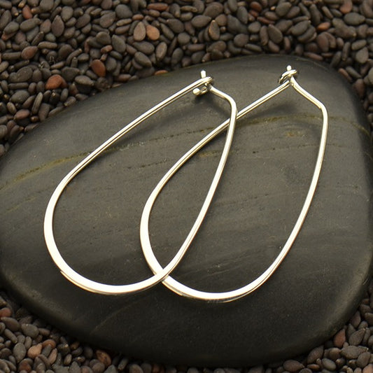Teardrop Hoop Earrings - Sterling Silver