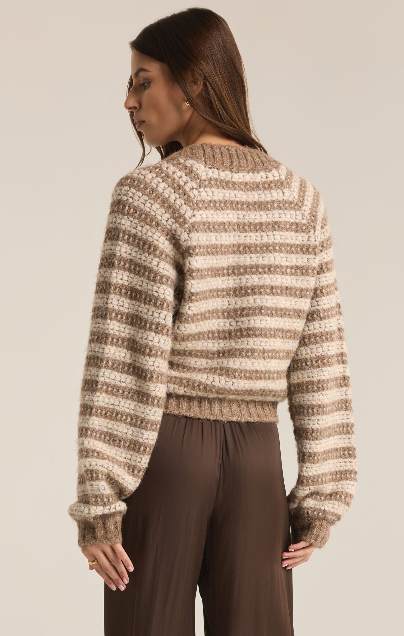 Este Metallic Stripe Cardigan Small