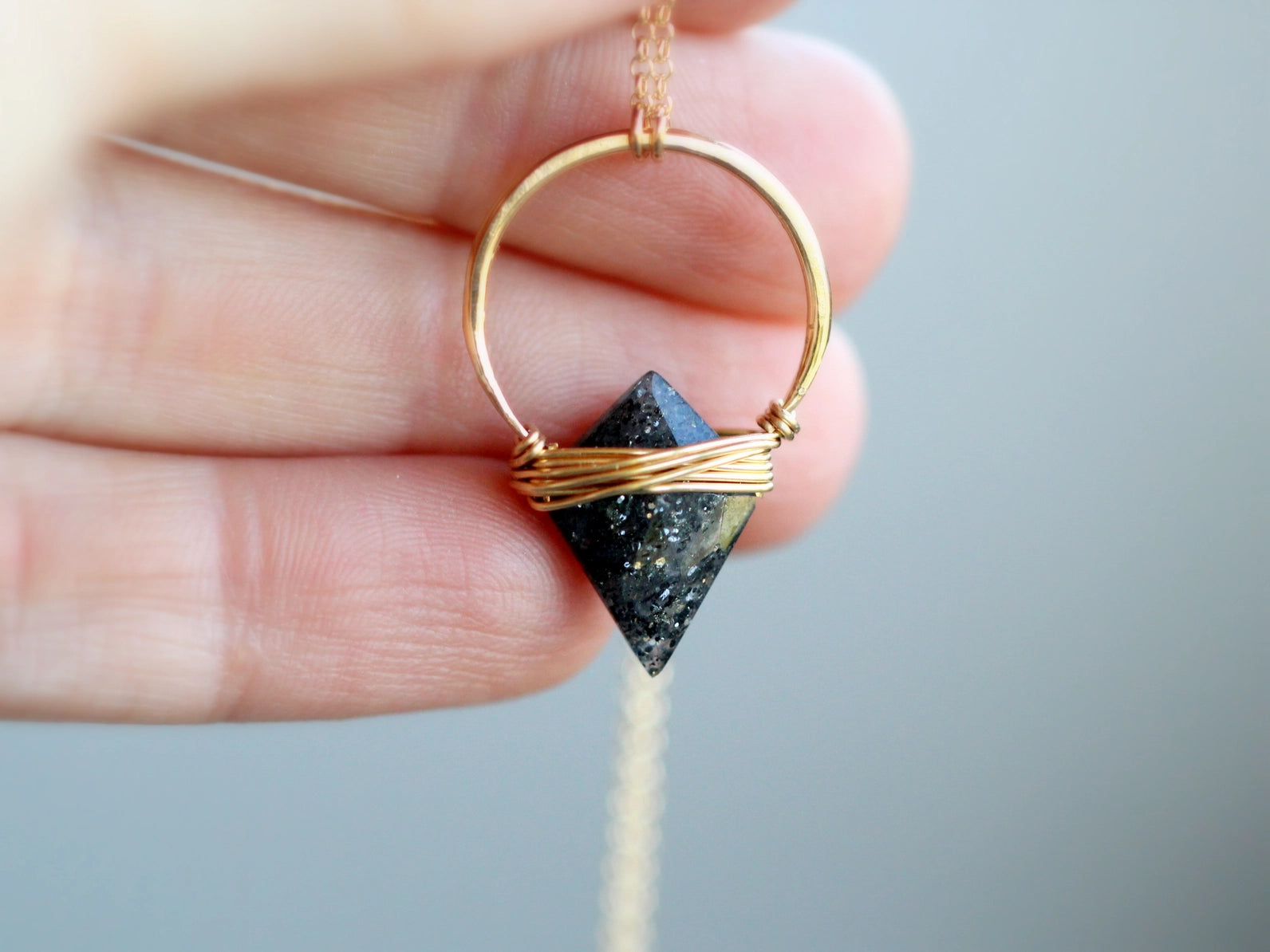 Albatross Necklace - Black Sunstone