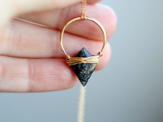 Albatross Necklace - Black Sunstone
