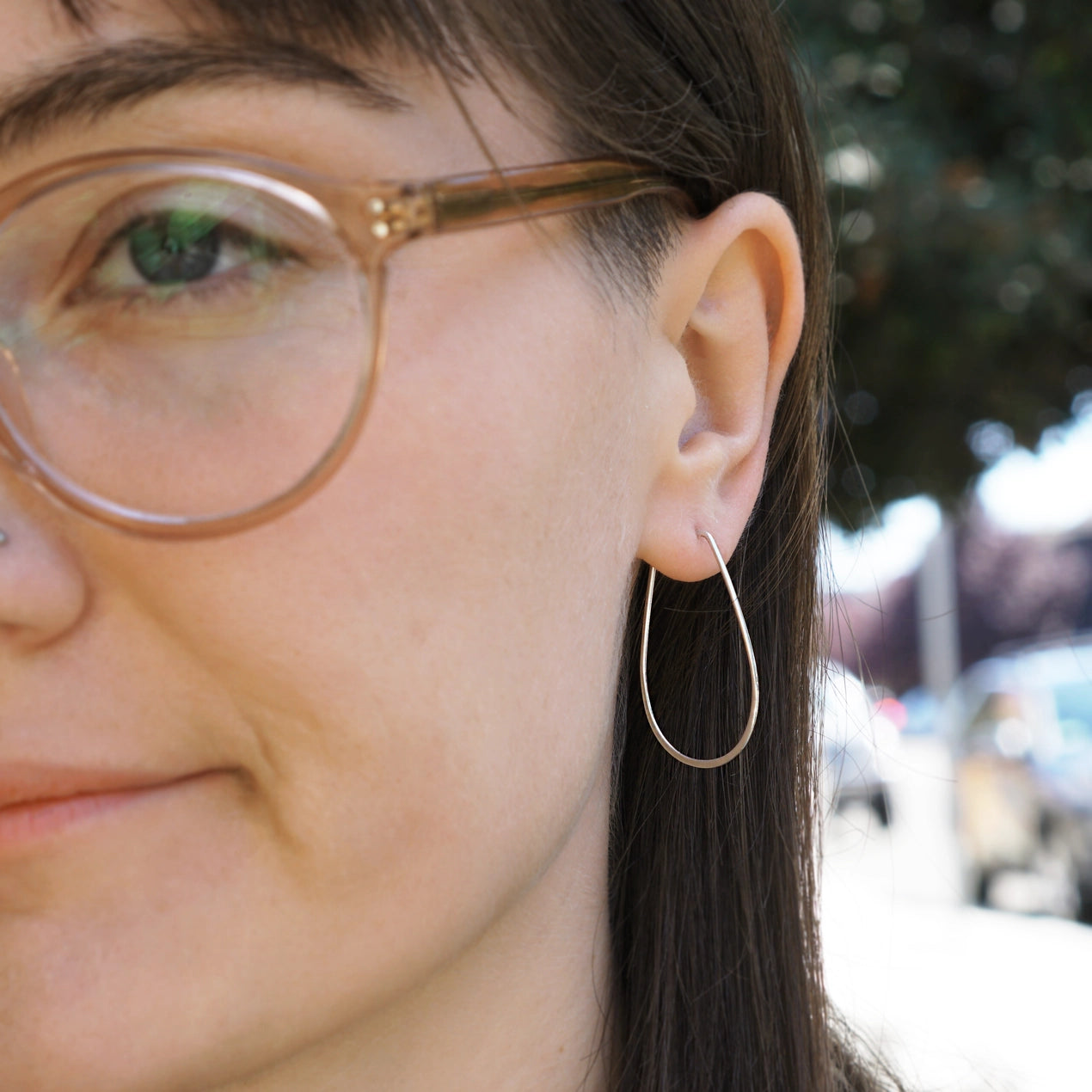 Teardrop Hoop Earrings - Sterling Silver