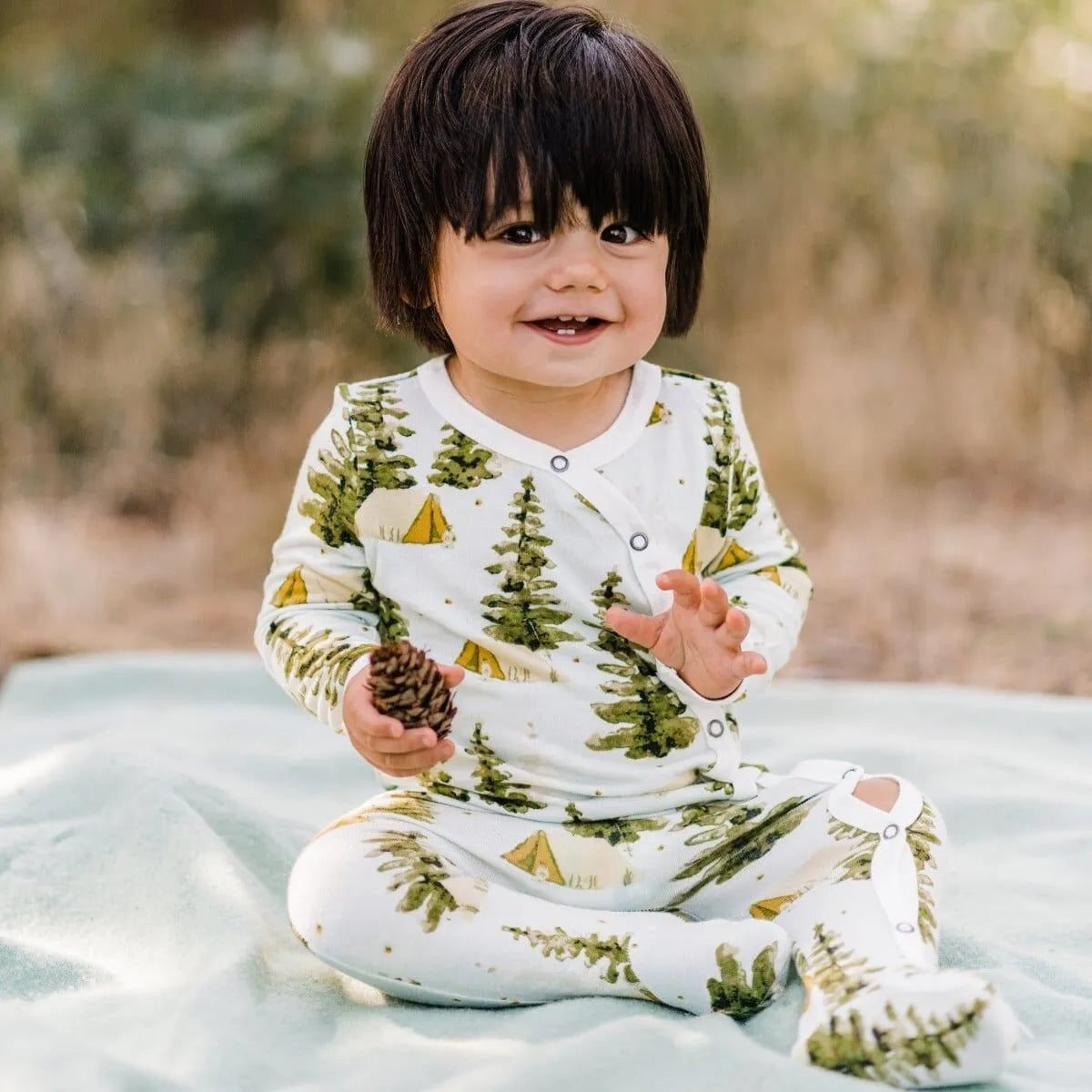 Cozy Footed Snap Romper Camping 0-3m