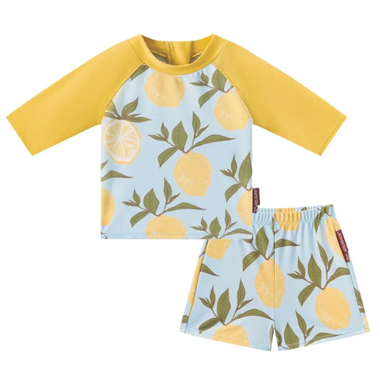 Zipper Short Sleeve Top and Swim Trunks Set Lemon 12-18M