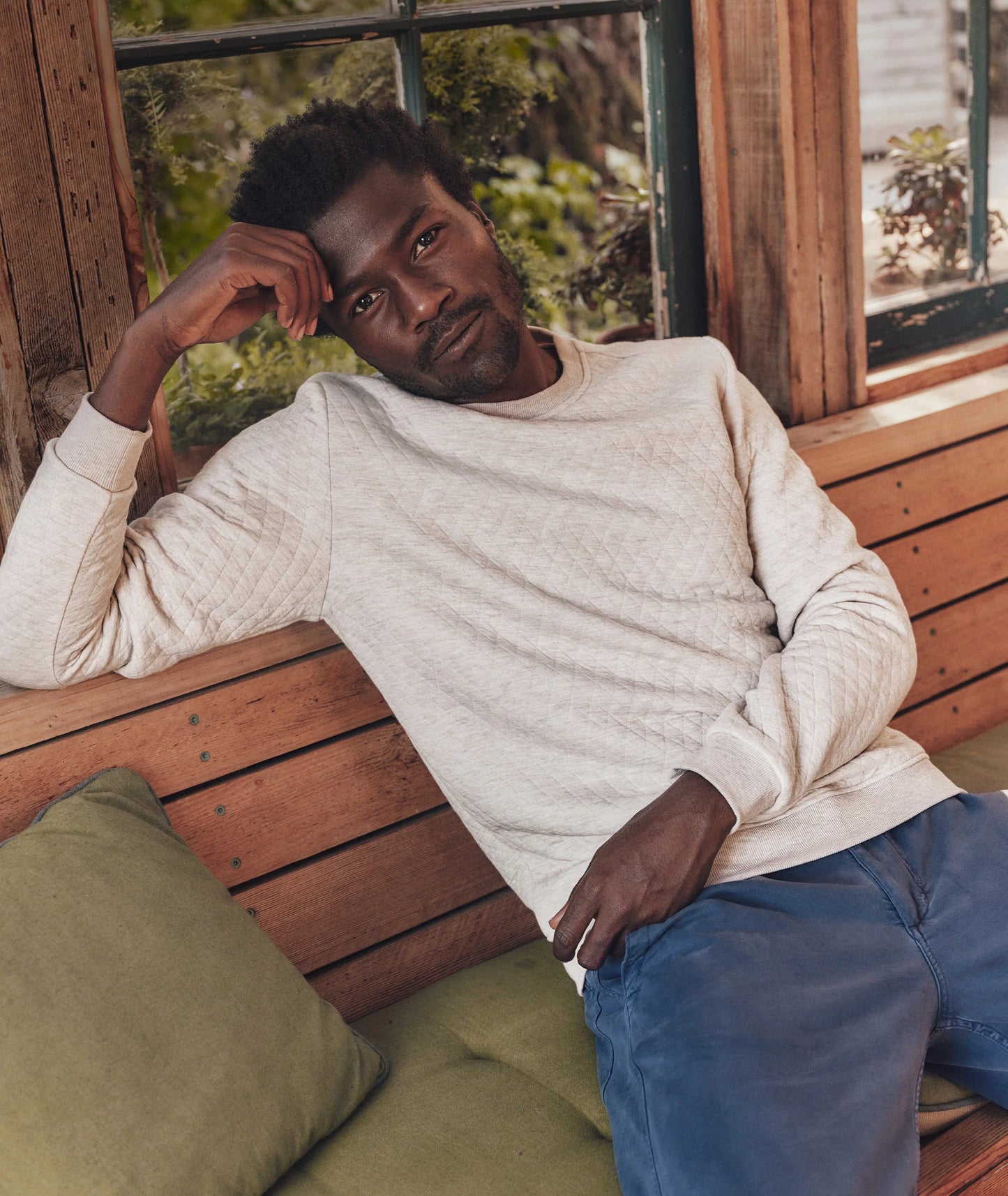 Jordan Corbet Quilted Crewneck - Oat Heather Medium