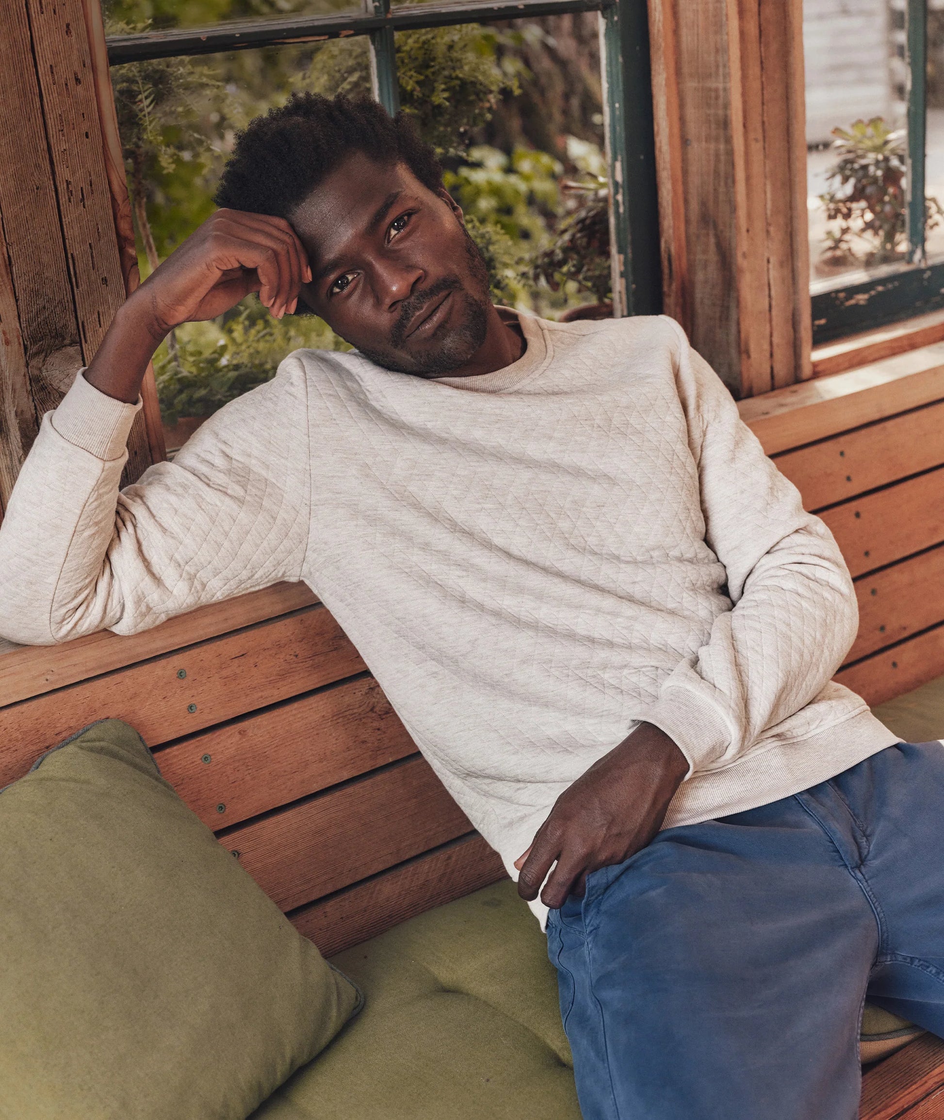 Jordan Corbet Quilted Crewneck - Oat Heather Medium