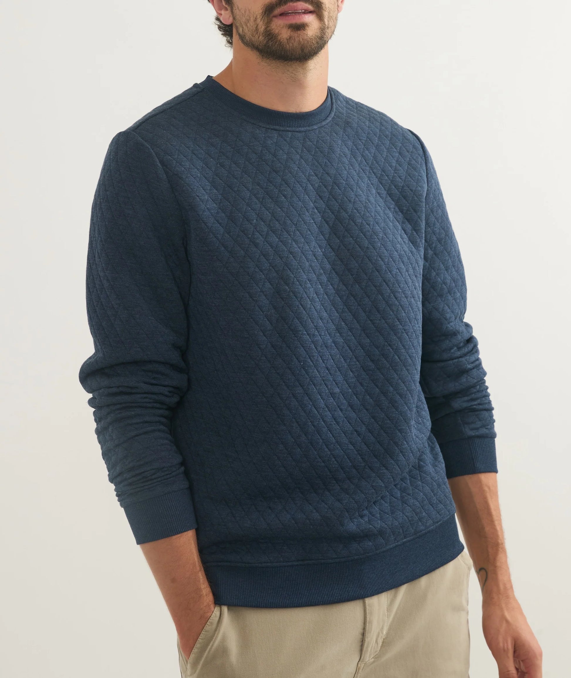 Jordan Corbet Quilted Crewneck - Navy Medium