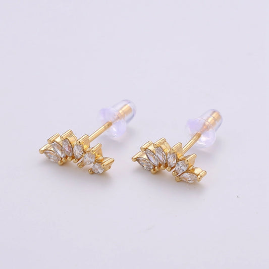 Gold-Filled Marquise Fan Stud Earrings