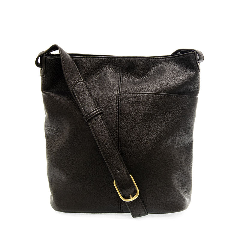 Bindi Front Slip Pocket Bucket Crosbody Bag Black
