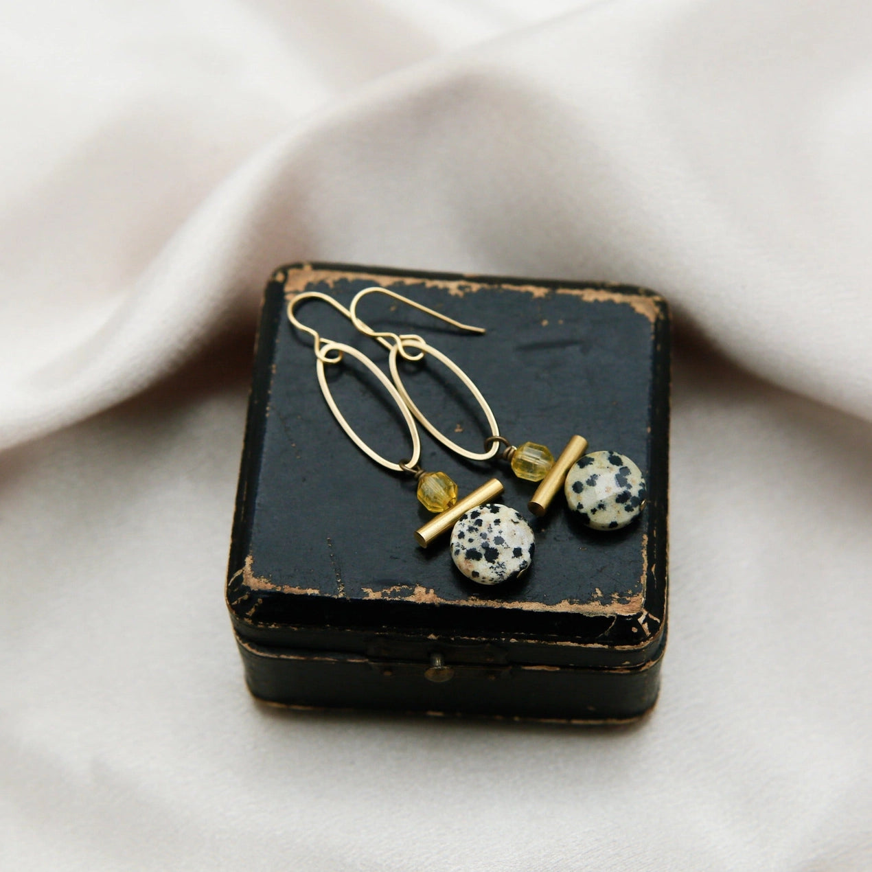 Edith Earrings Dalmatian Jasper
