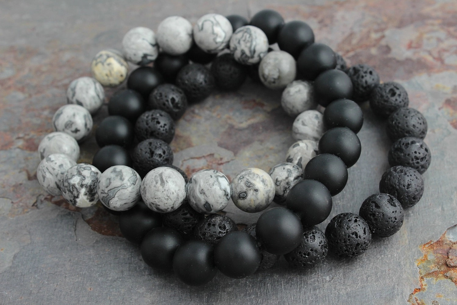 Stefan 8mm Bracelet -  Gray Jasper
