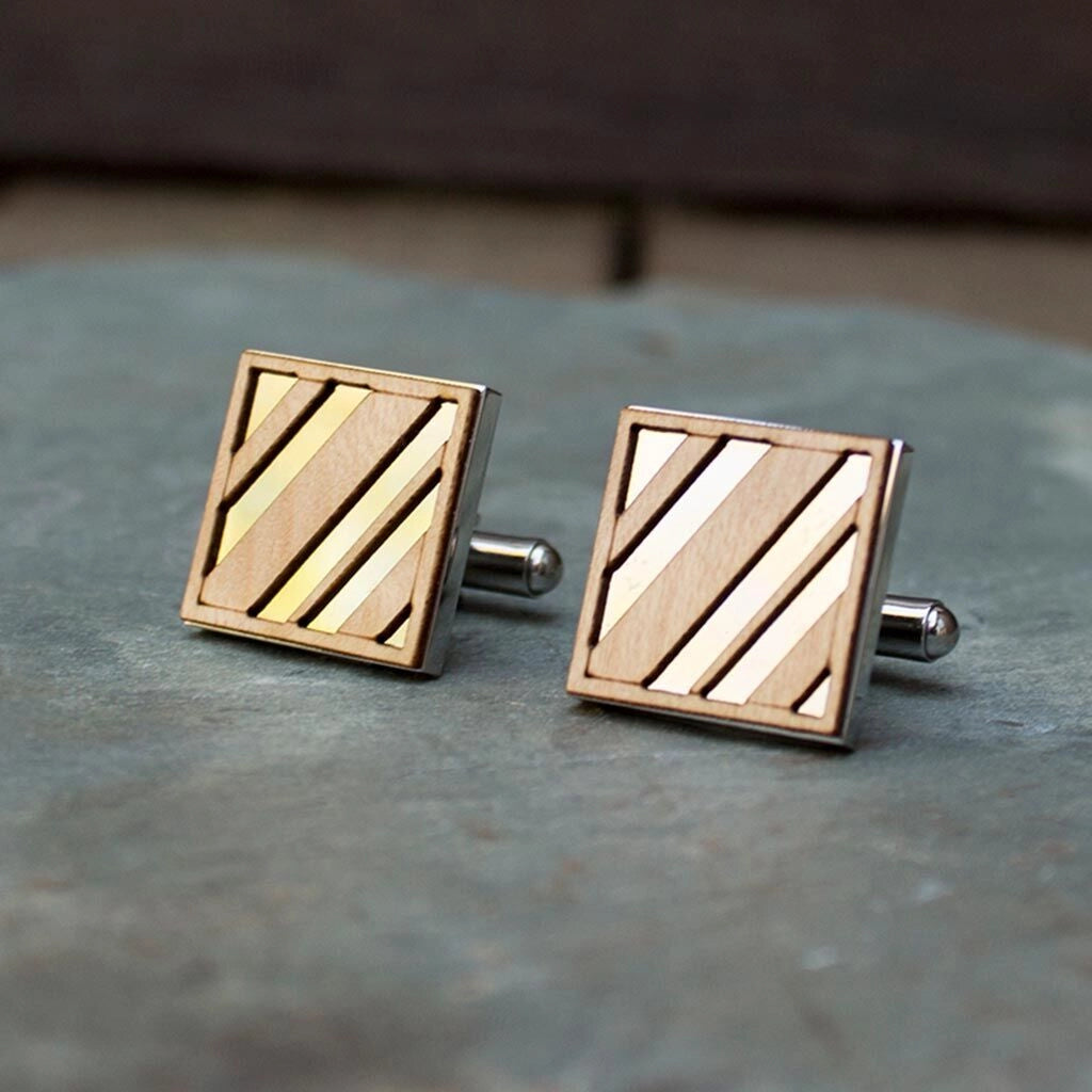 Cufflinks Diagonal Lines, Maple