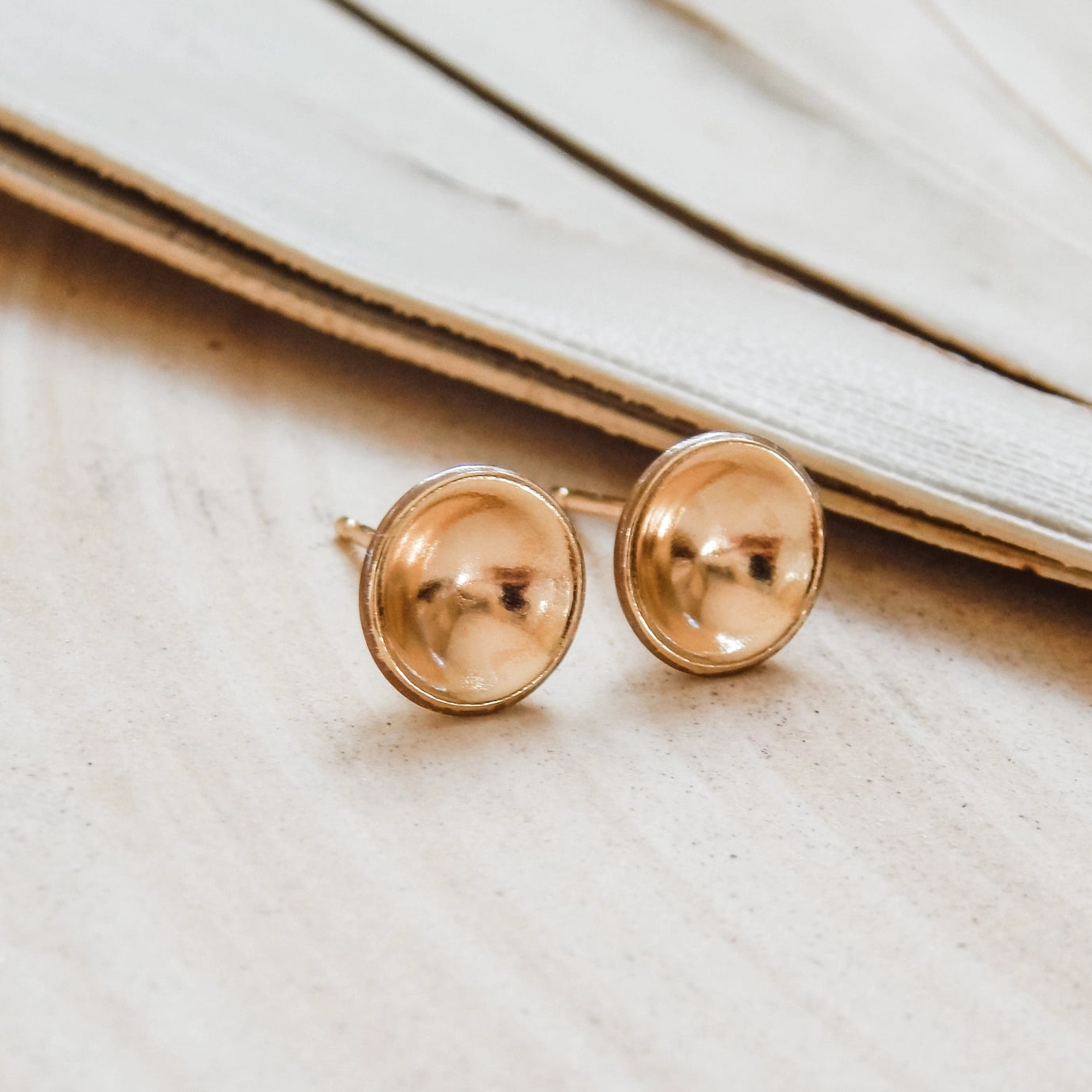14k Gold-Fill Concave Disc Stud Earrings