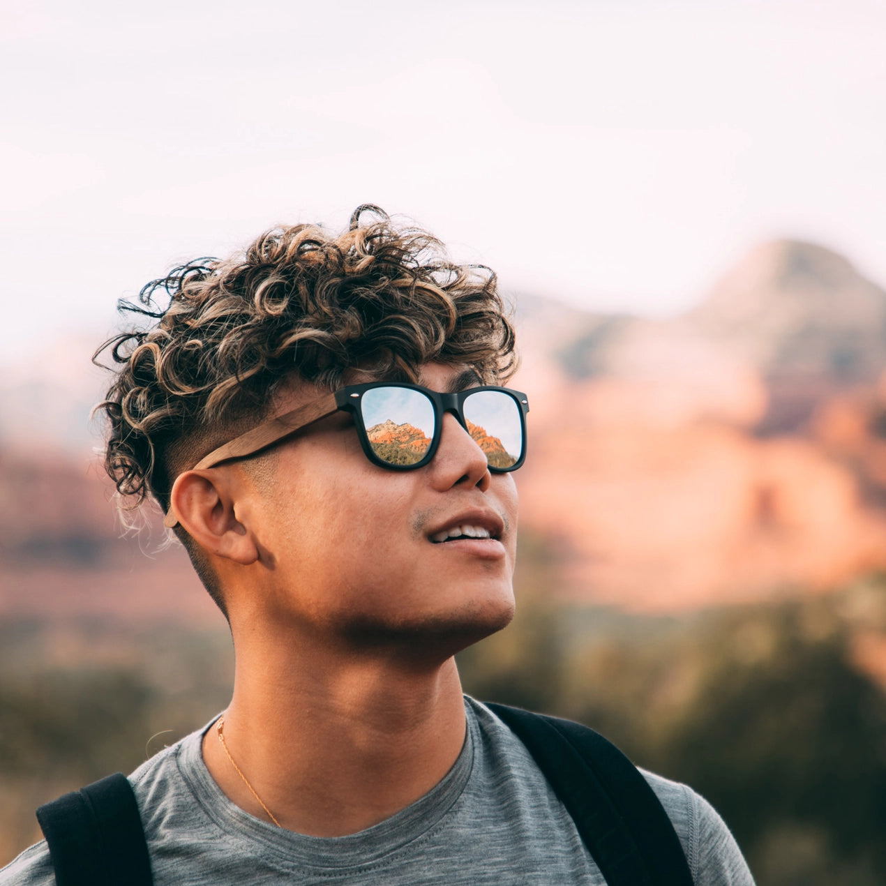 Walnut Wood Sunglasses - Silver Mirrored Polarized Lenses