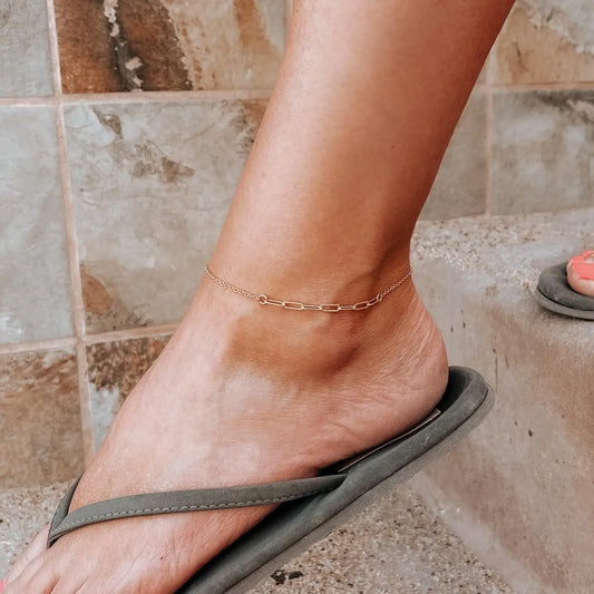 Sterling Silver Paperclip Chain Anklet