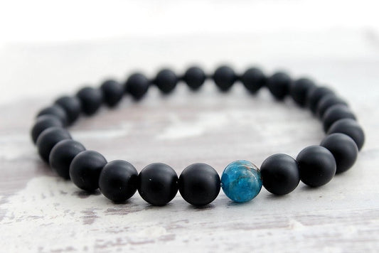 Max Blue Apatite + Matte Black Onyx Bracelet