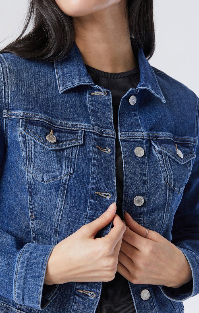 Samantha - Cropped Denim Jacket - Feather Blue Small