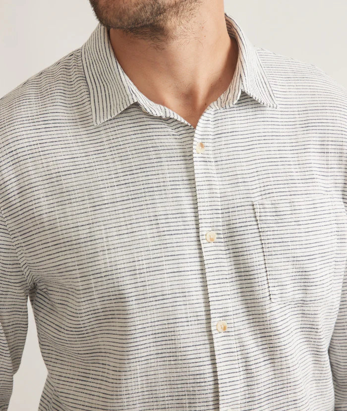 Jasper Stretch Selvage Long Sleeve Shirt - Natural Stripe Small