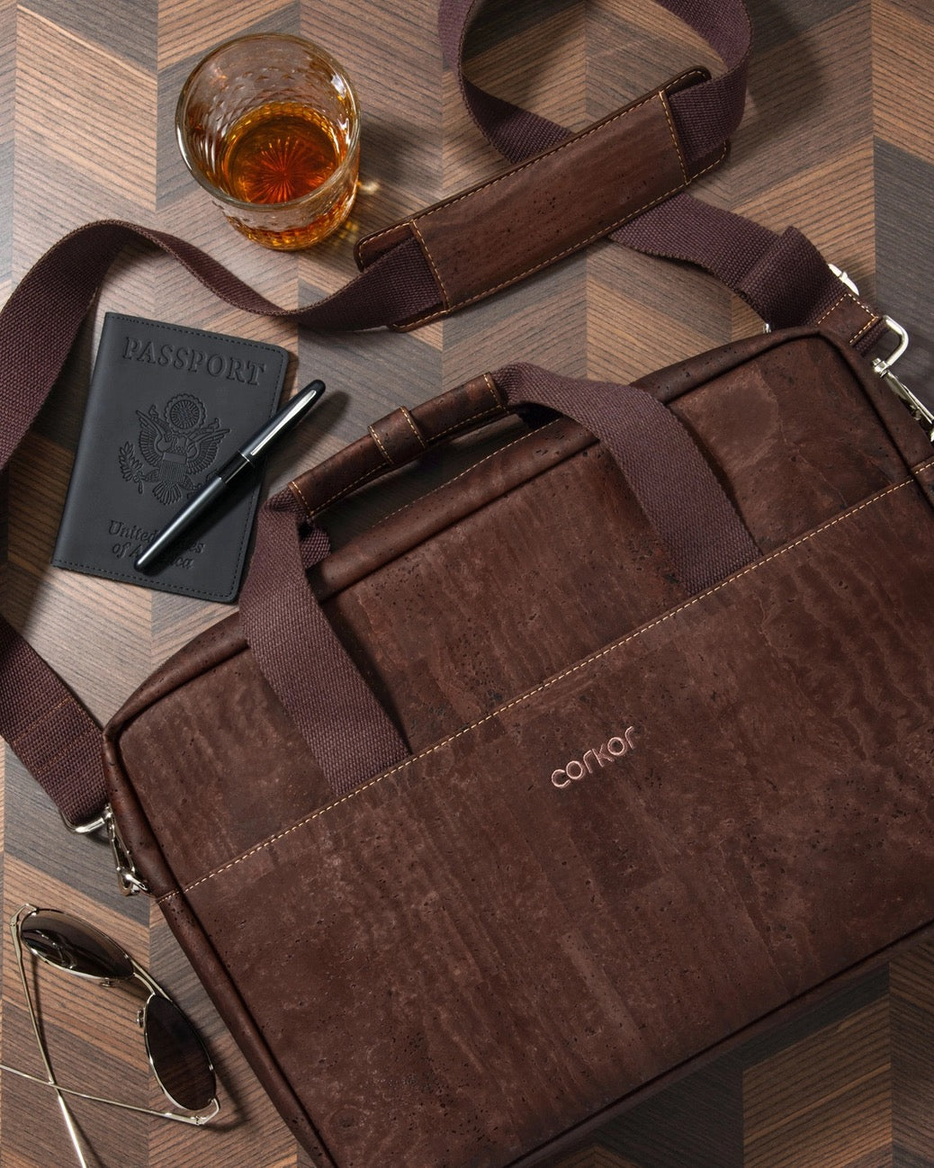 Cork Briefcase - Brown