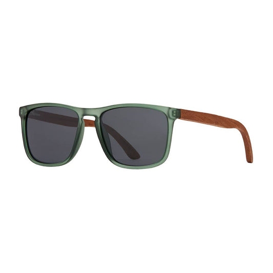 Cali Polarized Sunglasses - Matte Green + Walnut Wood