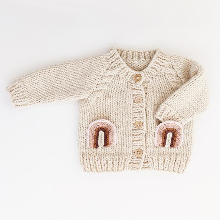 Mauve Rainbow Pocket Cardigan Sweater 0-6 M