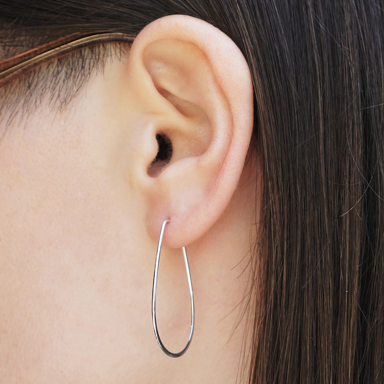Teardrop Hoop Earrings - Sterling Silver