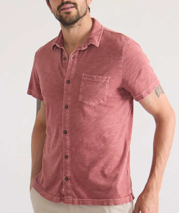 Rafe Vintage Slub SS Button Down - Marsala Small