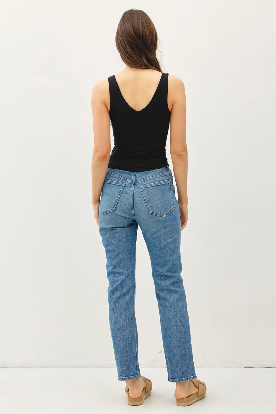 Iris Double Layer V-Neck Tank Black Small