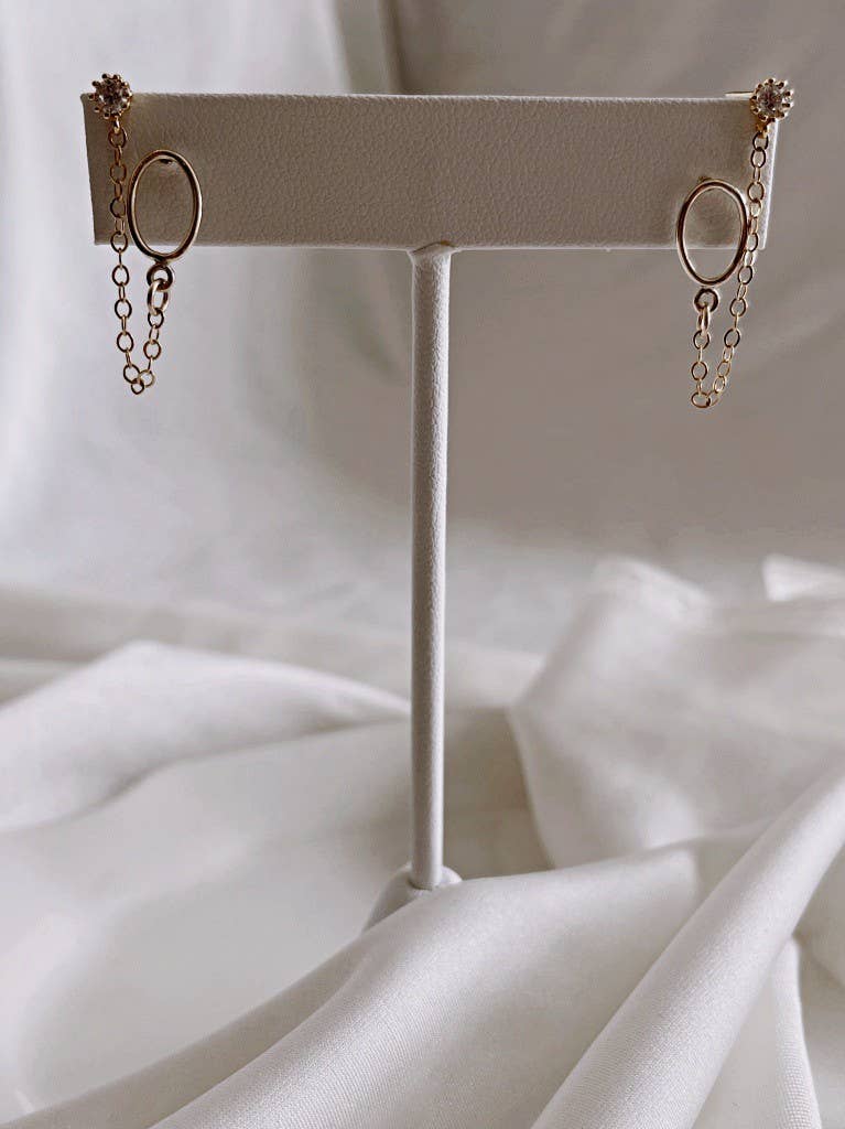 Two Stud Earrings + Chain