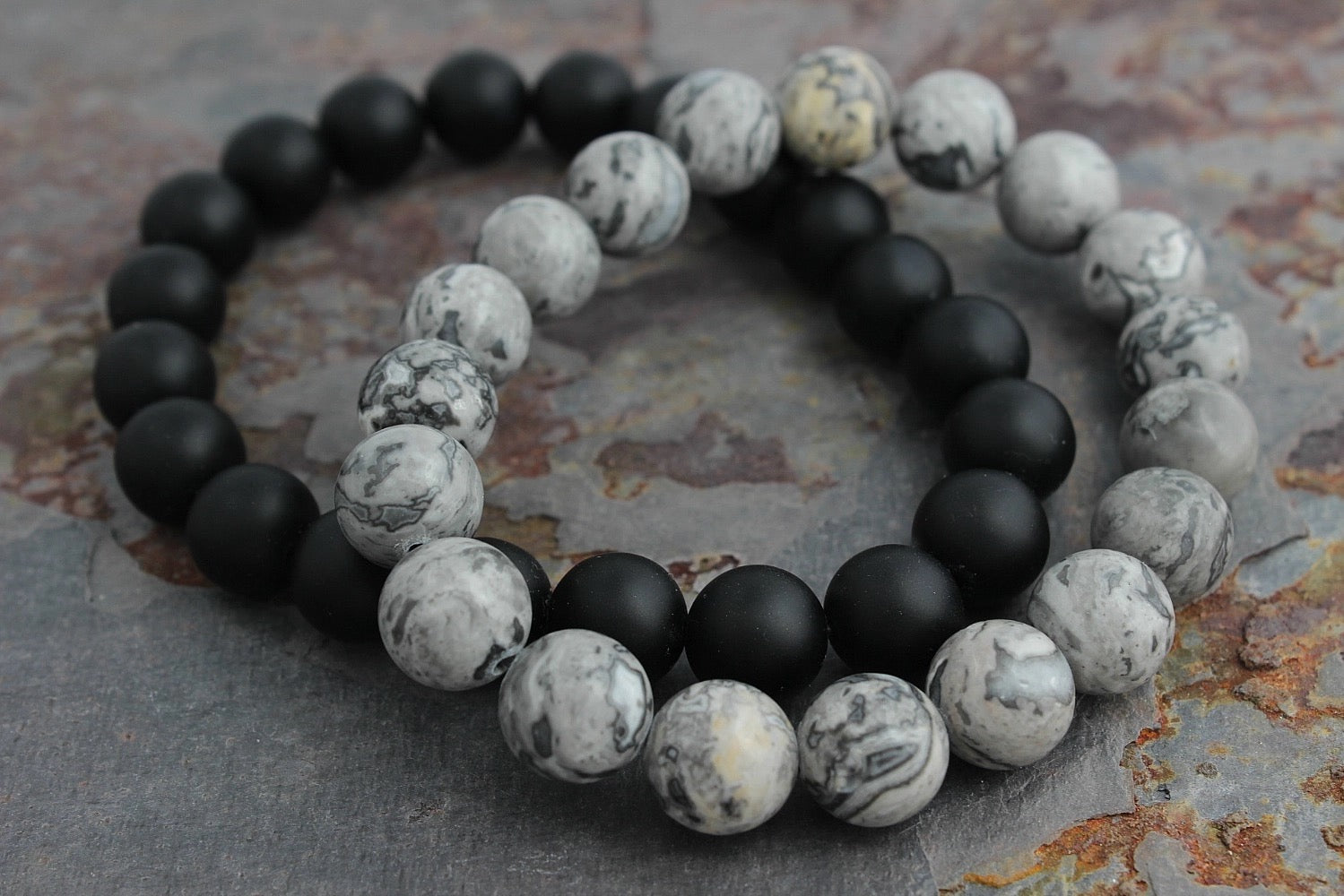 Stefan 8mm Bracelet -  Gray Jasper
