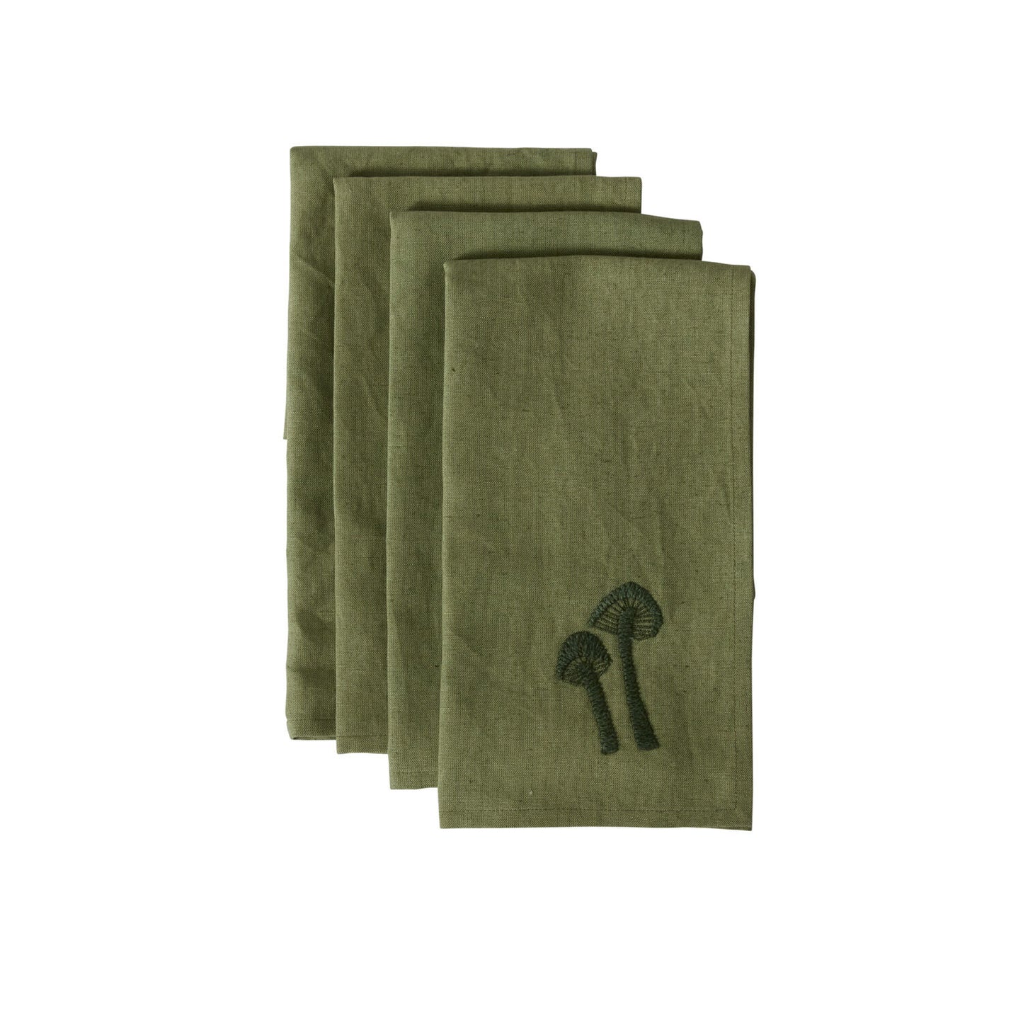 Embroidered Napkins - Set of 4 Green