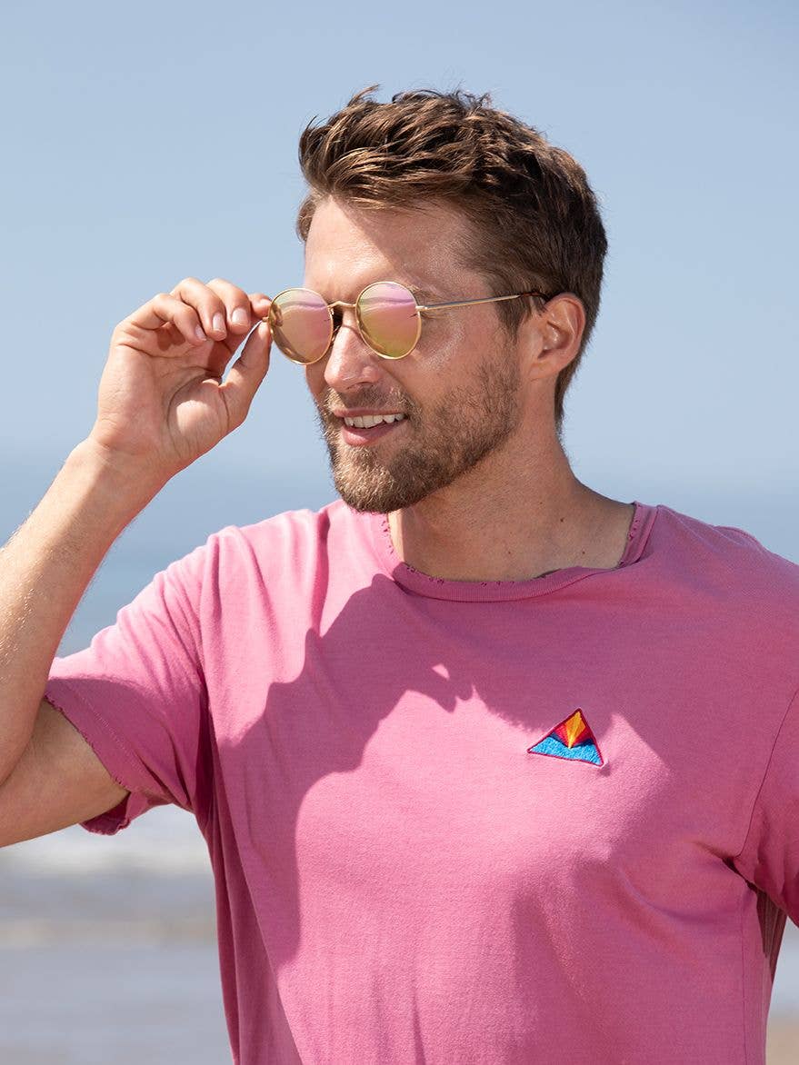 Ash Pink Mirror Polarized Sunglasses - Matte Gold