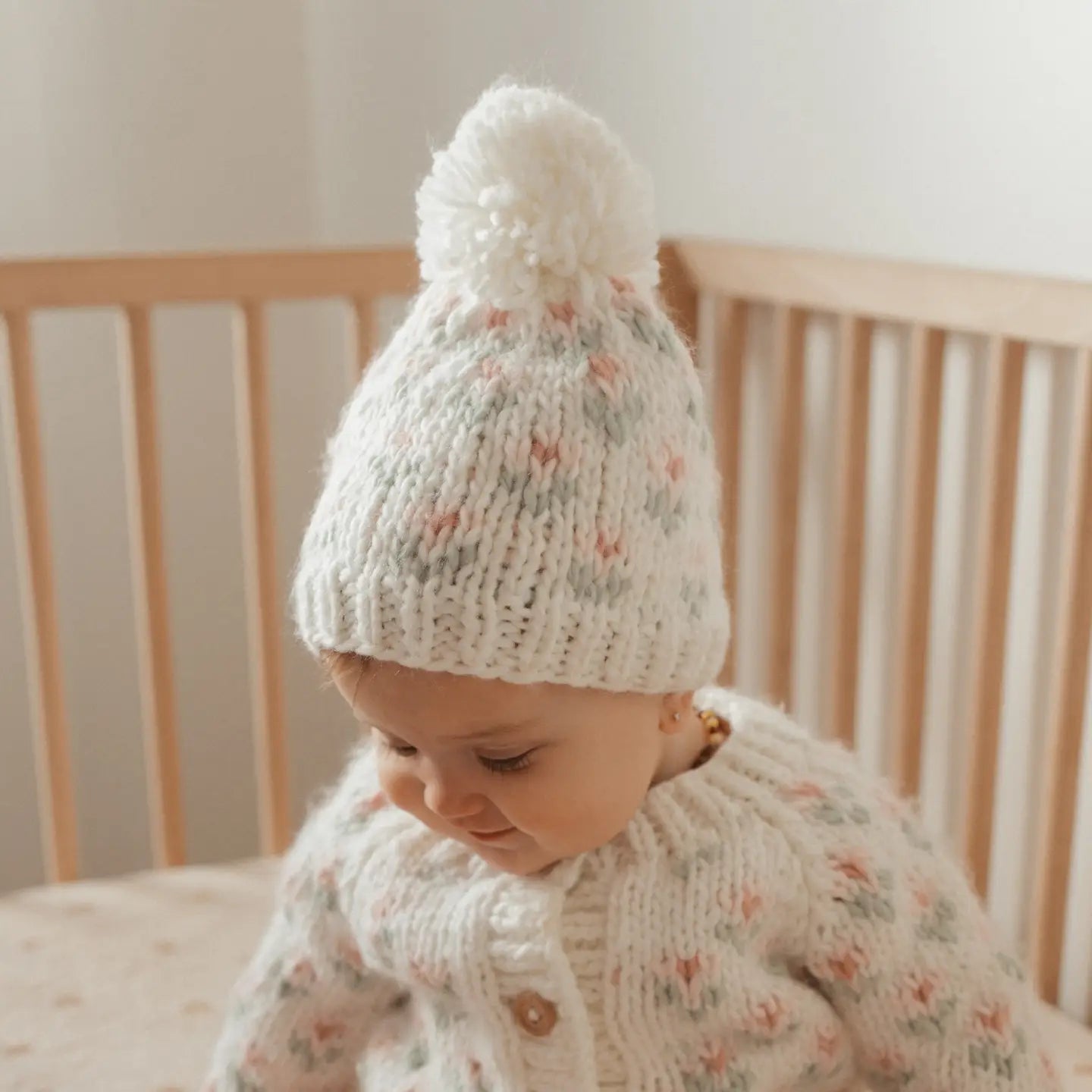 Bitty Blooms Beanie Hat - Cream